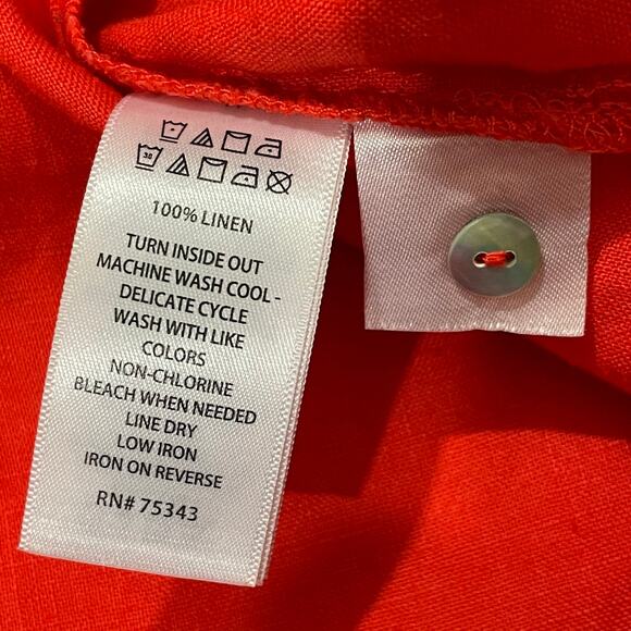 Sigrid Olsen 100% Linen Dress - Red Orange - Medium - Picture 10 of 12